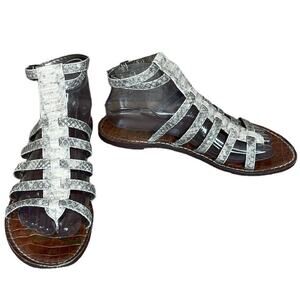 Sam Edelman Gilda Gladiator Sandals Gray Snake Reptile Print Size 8.5